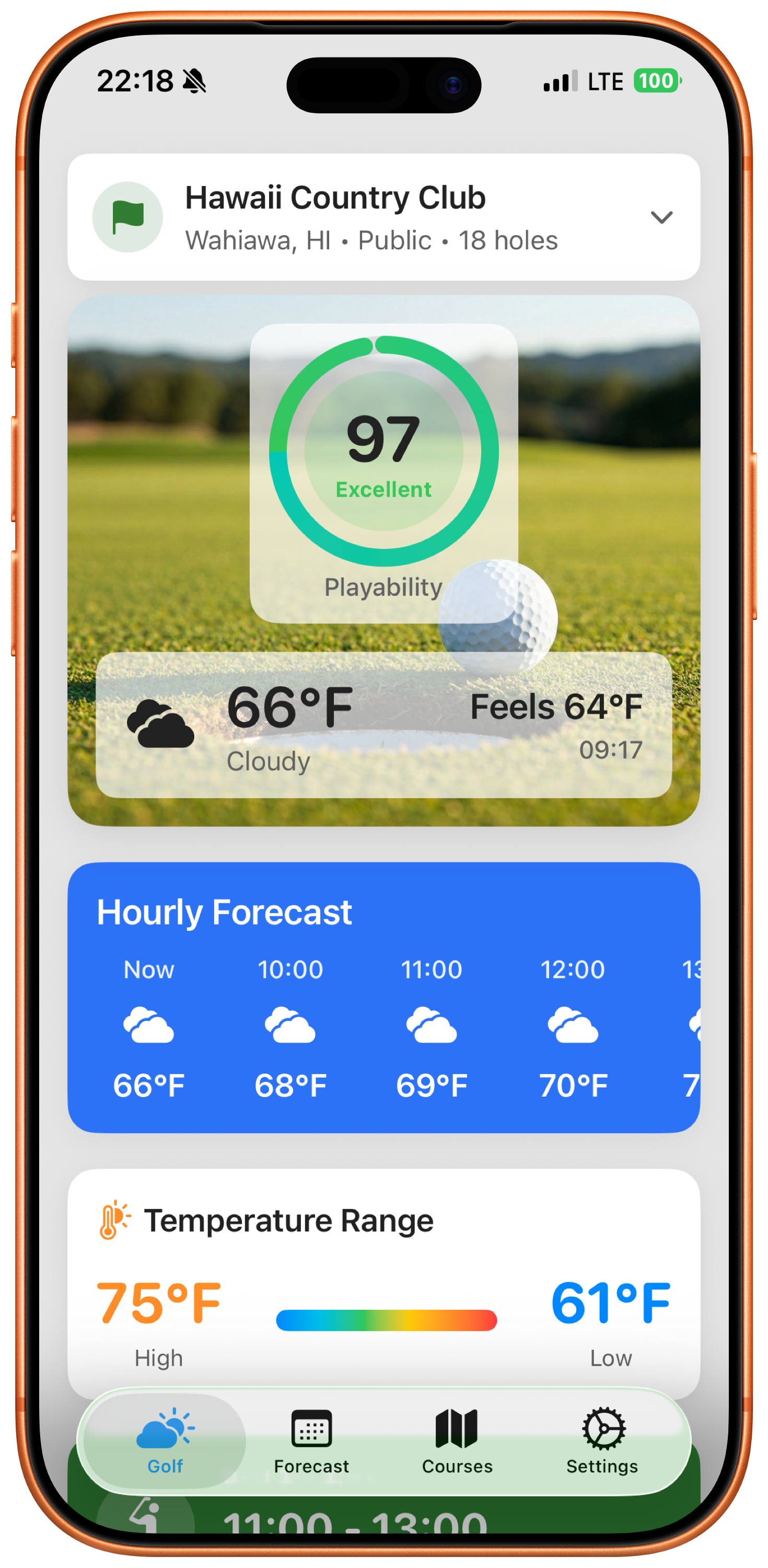 Weather4Golf App Screenshot
